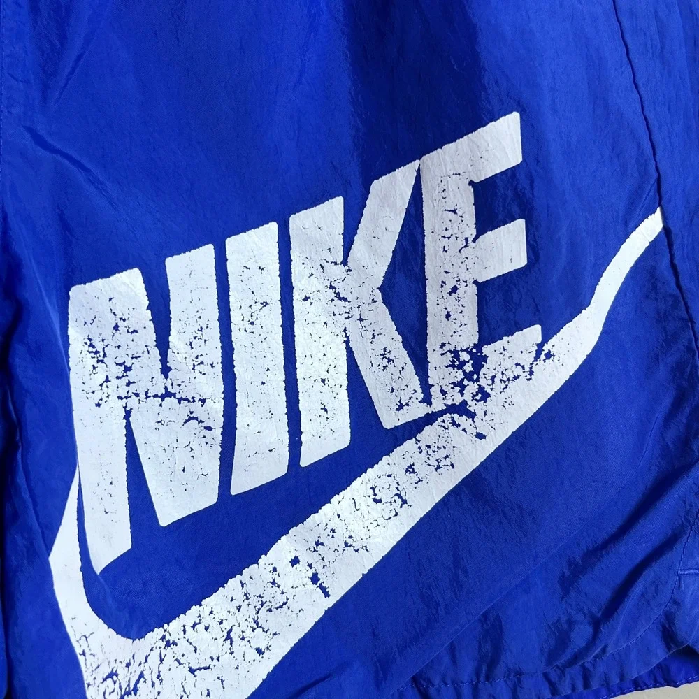 Nike Nylon Windrunner‎ Shorts Blue Distressed Logo Youth Large